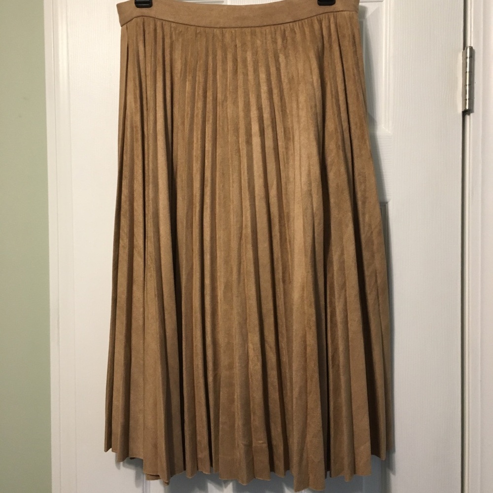 Faux Suede Pleated Skirt
